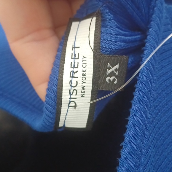 Discreet tank Dress, Blue, ribbed, belted, 3X NWT - Picture 6 of 8